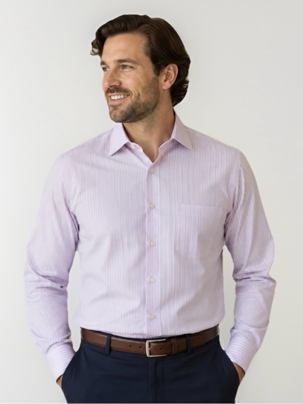 Gianfranco Ferre Studio Dress Shirt Size Large Pink Striped Career Luxury